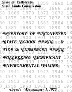 Cover of the 1977 report Inventory of Unconveyed State School Lands and Tide and Submerged Lands Possessing Significant Environmental Values