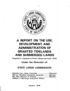 Cover of the 1976 report The Use, Development, and Administration of Granted Tidelands and Submerged Lands